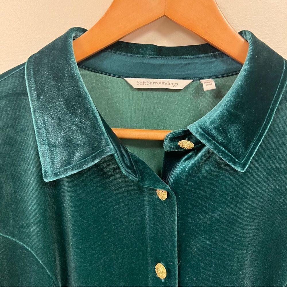 Soft Surroundings Green Button Down Tunic Sz Xl - image 3